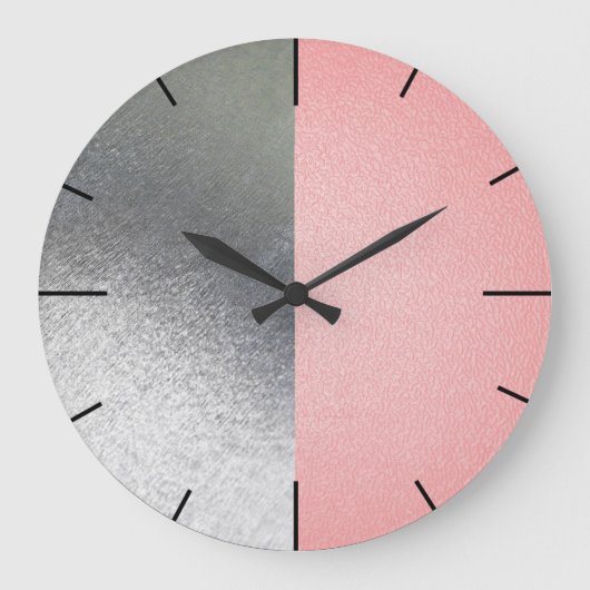 Moderne, rosa und grau große wanduhr (Vorderseite)