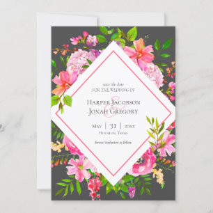 Moderne Rosa- und Graublütenhochzeiten retten das Einladung