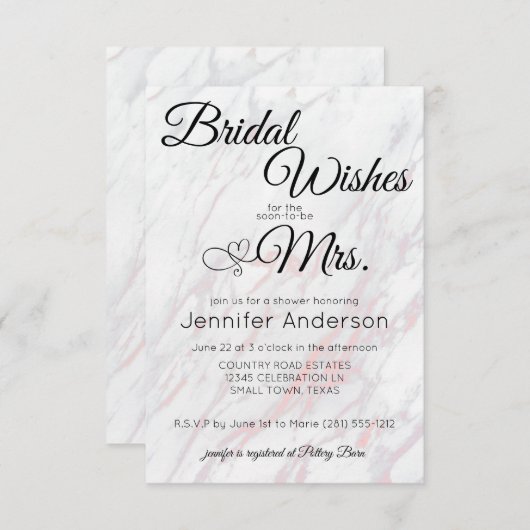 Moderne Rosa- und Graudusche - Einladung (Vorne/Hinten)