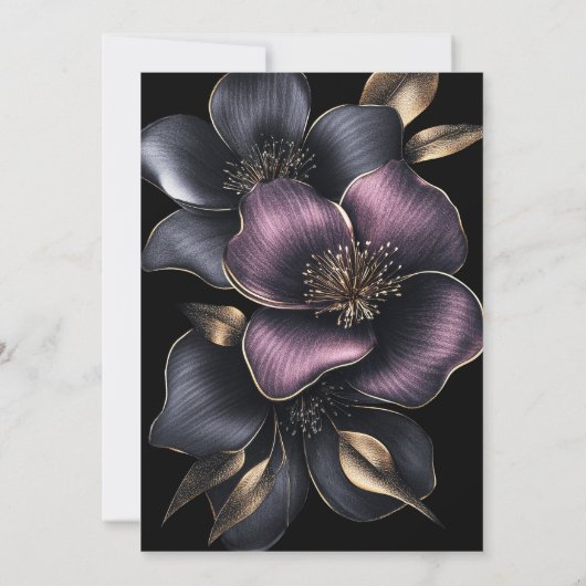 Moderne, rosa und graue Blumenhochzeit Einladung (Rückseite)