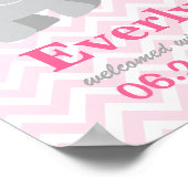 Moderne rosa und graue Elefant Custom Monogram Poster (Ecke)