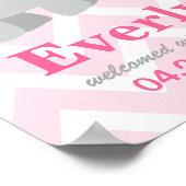 Moderne rosa und graue Elefant Custom Monogram Poster (Ecke)