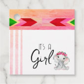 Moderne rosa und graue Elephant Monogram Custom Geschenkanhänger (Vorderseite)