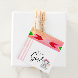 Moderne rosa und graue Elephant Monogram Custom Geschenkanhänger