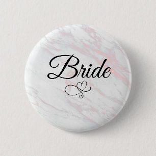Moderne rosa und graue Marmor-Braut Button