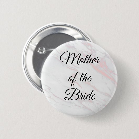 Moderne rosa und graue Marmormutter der Braut Button (Vorne & Hinten)