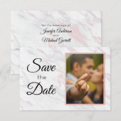 Moderne rosa und graue Marmoroptik Save The Date (Vorne/Hinten)
