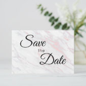 Moderne rosa und graue Marmoroptik Save The Date (Stehend Vorderseite)