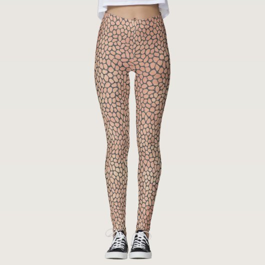 Moderne rosa und graue Mosaik-Tierdrucke Leggings (Vorderseite)