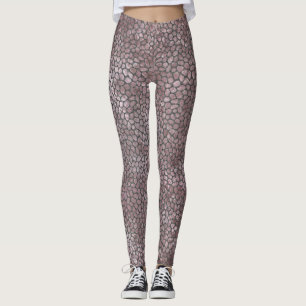 Moderne rosa und graue Mosaik-Tierdrucke Leggings