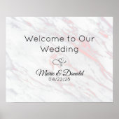 Moderne Rosa- und Graumarmorhochzeit Poster (Vorne)