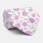 Moderne rosa und grüne Aquarellblumen Krawatte (Gerollt)