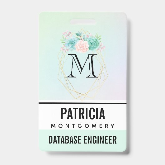 Moderne rosa und grüne Aquarellfarben Ausweis (Vorderseite)