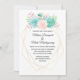 Moderne rosa und grüne Aquarellfarben Einladung