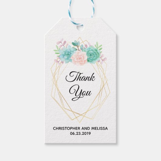 Moderne rosa und grüne Aquarellfarben Geschenkanhänger (Vorderseite)