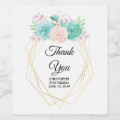 Moderne rosa und grüne Aquarellfarben Weinetikett (Einzelnes Label)