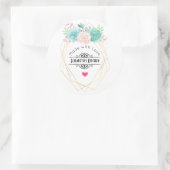 Moderne rosa und grüne Aquarelltöne Küche Runder Aufkleber (Tasche)