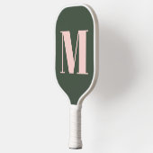 Moderne rosa und grüne Monogramm-Geschenk für sie Pickleball Schläger (Links)