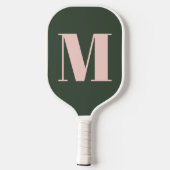 Moderne rosa und grüne Monogramm-Geschenk für sie Pickleball Schläger (Rückseite)