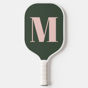 Moderne rosa und grüne Monogramm-Geschenk für sie Pickleball Schläger