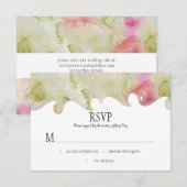 Moderne rosa und grüne Wasserfarbenhochzeit RSVP Karte (Vorne/Hinten)