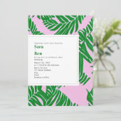 Moderne Rosa- und Grünpalmenstrasse Einladung (Stehend Vorderseite)
