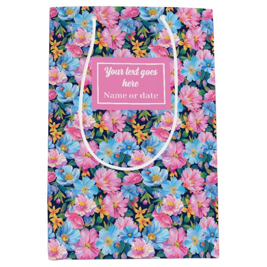 Moderne, rosa und hellblaue Geschenktasche Mittlere Geschenktüte (Vorderseite)