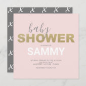 Moderne Rosa und Imitate Gold Baby Dusche (Vorne/Hinten)