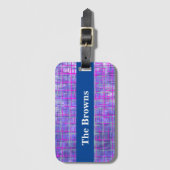 Moderne rosa und Lila Gitterlinien Abstrakt Gepäckanhänger (Vorderseite Vertikal)