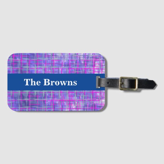 Moderne rosa und Lila Gitterlinien Abstrakt Gepäckanhänger (Vorderseite (Horizontal))