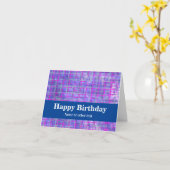 Moderne rosa und Lila Gitterlinien Abstrakte Gesch Karte (Gelbe Blume)