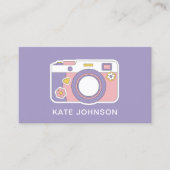 Moderne rosa und Lila Kamera-l-Fotografie Qr-Code Visitenkarte (Vorderseite)