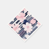 Moderne rosa und navy-florale Streifen Serviette (Ecke)