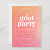 Moderne rosa und orange-farbene Graduierungspartei Einladung (Vorderseite)