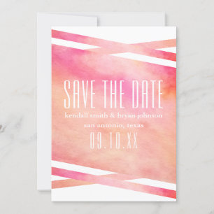 Moderne rosa und orange Wasserfarbe Save the Date