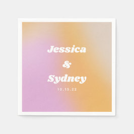 Moderne rosa und orangefarbene Abstrakte Hochzeit  Serviette