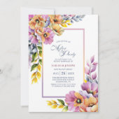 Moderne Rosa- und Orangefarbene Hochzeit nach dem Einladung (Vorderseite)
