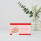 Moderne rosa und rot-russische Maniküre Nagelkünst Visitenkarte (Stehend Vorderseite)