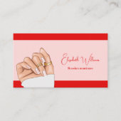 Moderne rosa und rot-russische Maniküre Nagelkünst Visitenkarte (Vorderseite)