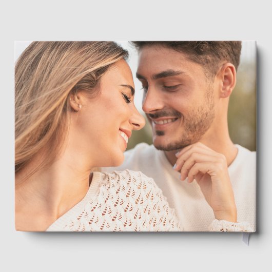 Moderne Rosa- und Rot-Wavy-Frame-Foto-Hochzeit Gästebuch (Rückseite)