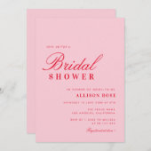 Moderne rosa und rote Brautdusche Einladung (Vorne/Hinten)