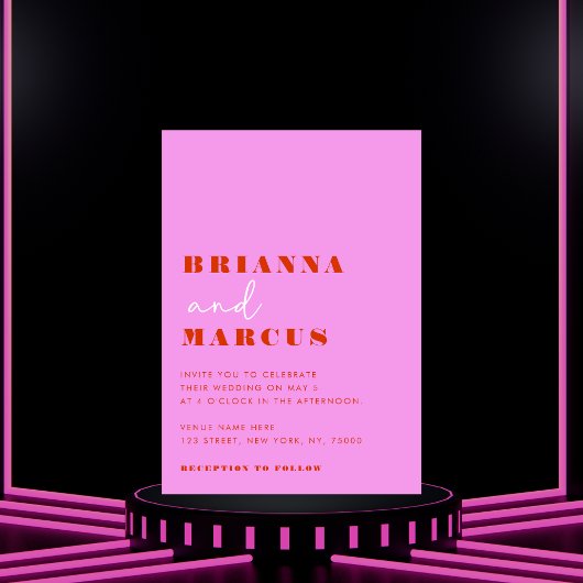 Moderne rosa und rote, fette Typografie QR Code We Einladung