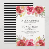 Moderne rosa und rote Hochzeits-Einladungen Einladung (Vorne/Hinten)