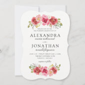 Moderne rosa und rote Hochzeits-Einladungen Einladung (Vorderseite)