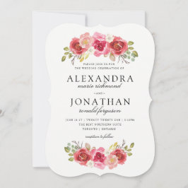 Moderne rosa und rote Hochzeits-Einladungen Einladung