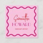 Moderne rosa und rote Retro-Stilelemente für Künst Quadratische Visitenkarte (Vorderseite)