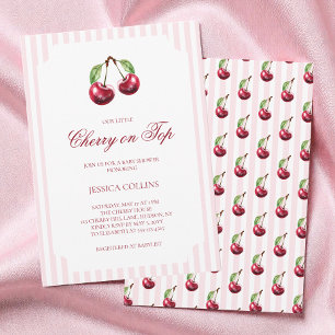 Moderne rosa und rote süße Kirsche auf dem Baby-Sh Einladung