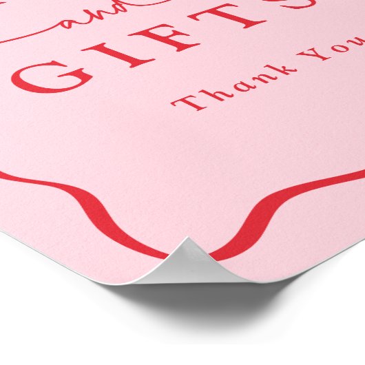 Moderne rosa und rote Wavy Frame Cards und Geschen Poster (Ecke)