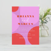 Moderne rosa und rotes Abstraktes geometrisches Ho Einladung (Stehend Vorderseite)
