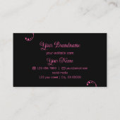 Moderne Rosa und Schwarz mit Verzierten Logos Visitenkarte (Rückseite)